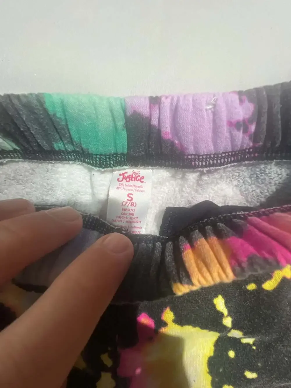 Justice Girls Multicolor Tie-Dye Fleece Shorts with Peace Sign Graphic, Size 7/8